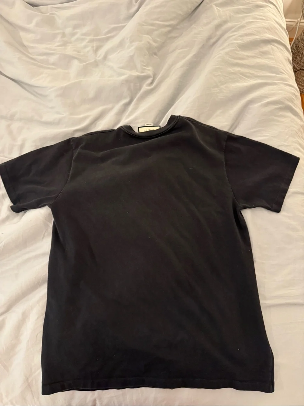 Gucci Black Crewneck T-Shirt with Red and White Logo